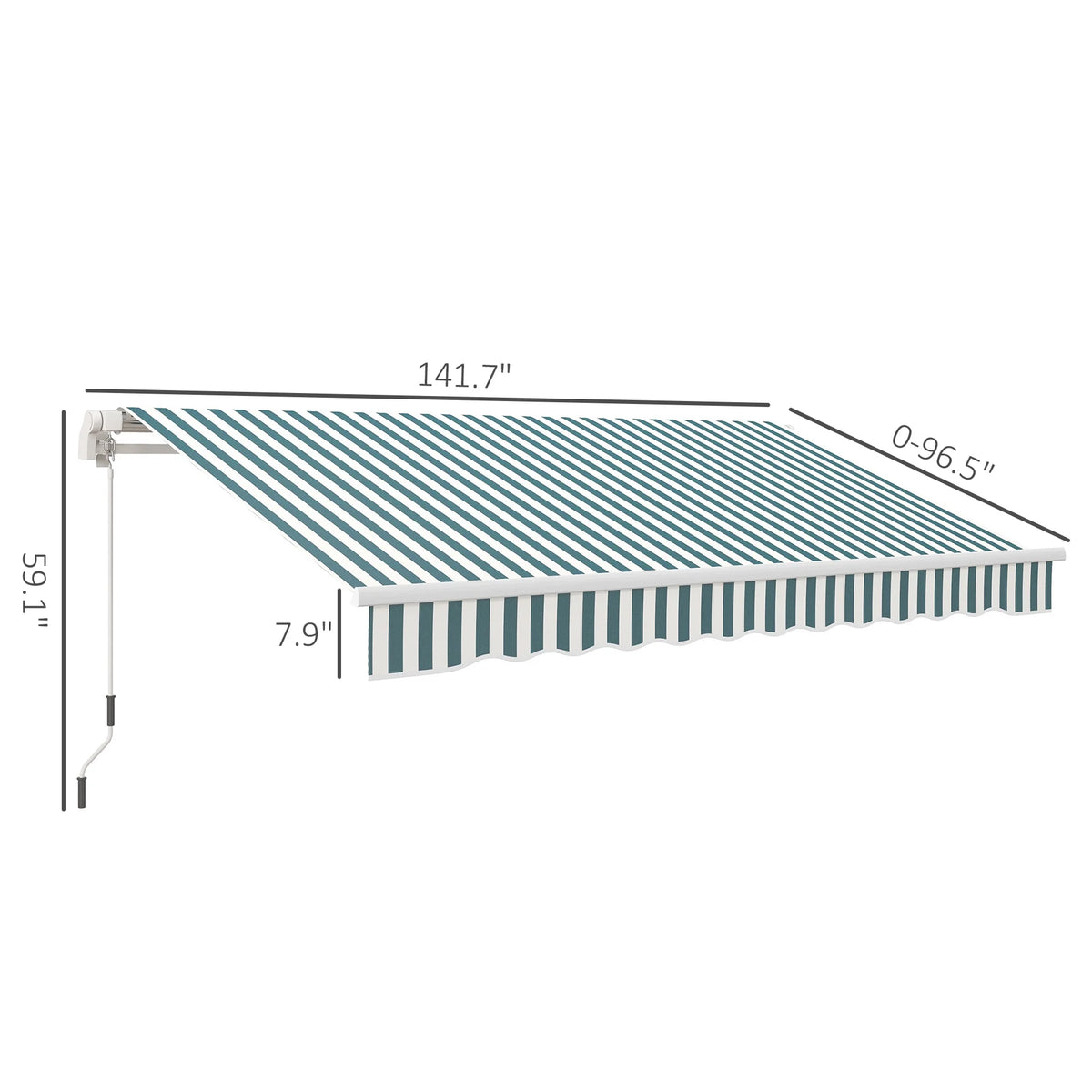 Outsunny 12' x 10' Manual Retractable Awning Outdoor Sunshade Shelter for Patio, Balcony, Yard, with Adjustable & Versatile Design, Beige and White
