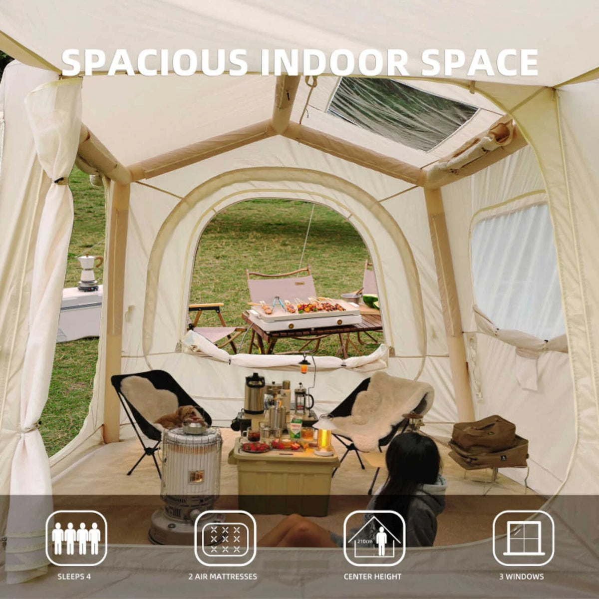 Inflatable Tents for Camping,suv tent , Easy Setup InflatableTent 4 Season Tent, Waterproof Oxford Air Glamping Tents for Camping Adult 4/6/8 Person