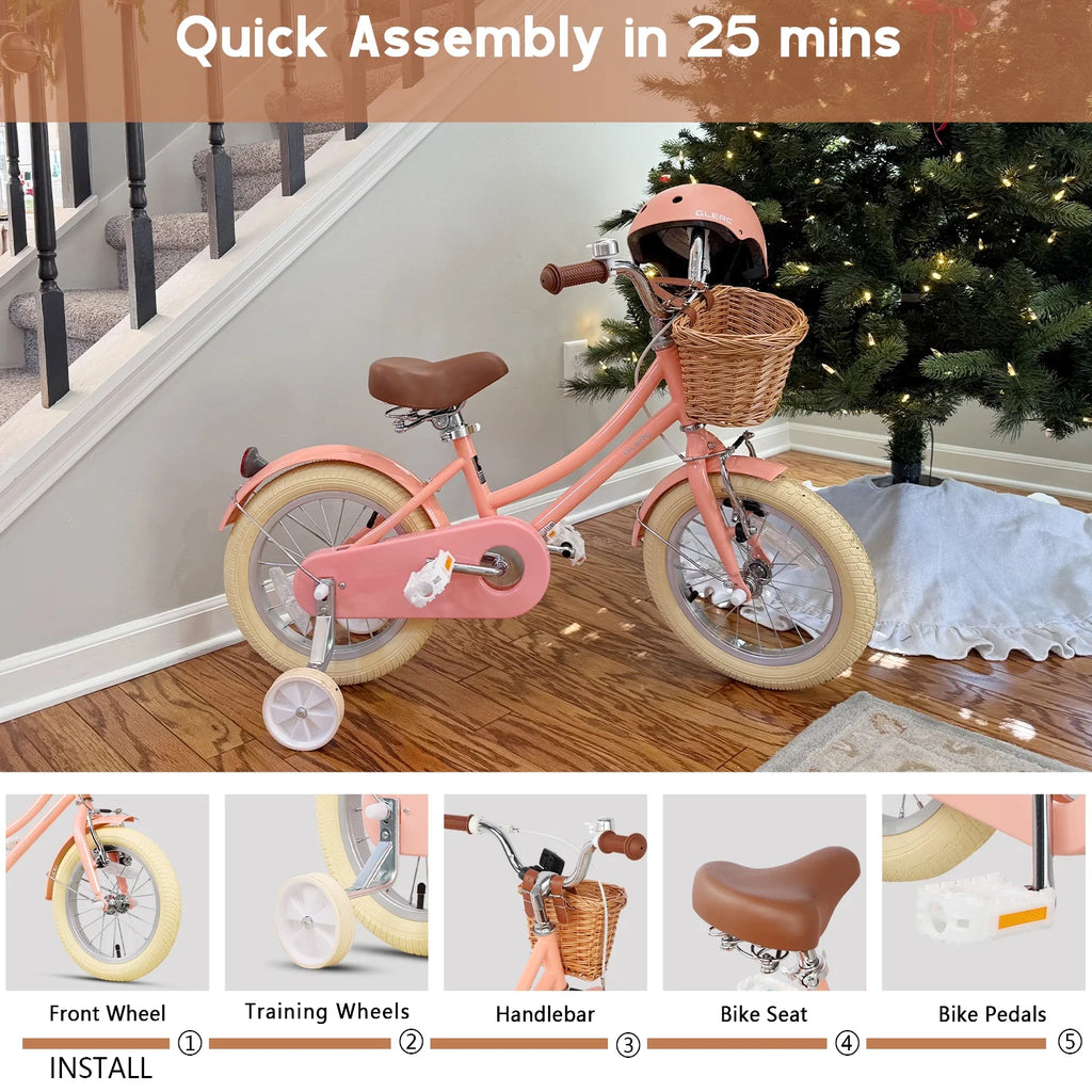 Glerc Little Molly 12 inch Kids Girls Bike for1 2-4 Years Old Child and Toddler,gifts,Pink