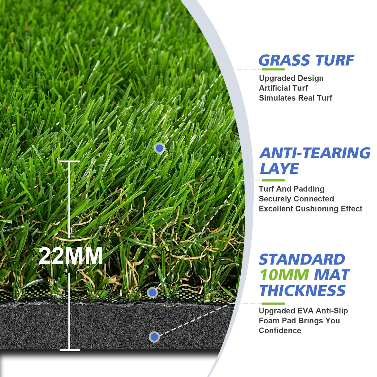 WFUN 5x4ft Hitting Thickened Artificial Turf Practice Golf Mat for Outdoor & Indoor, Gifts for Men/Golfers
