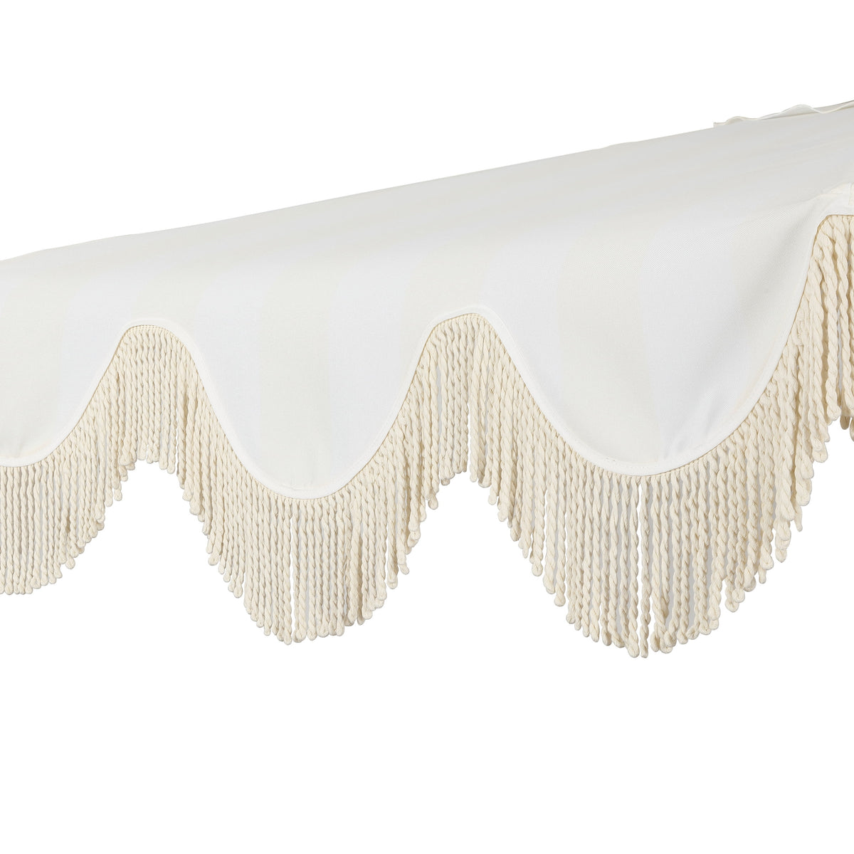 JONATHAN Y Beverly 9 ft. Half Market Patio Umbrella, Designer Classic Scalloped Fringe with Crank, Tilt Button and UV Protection, Blue/White/Cream, Dark Brown Pole