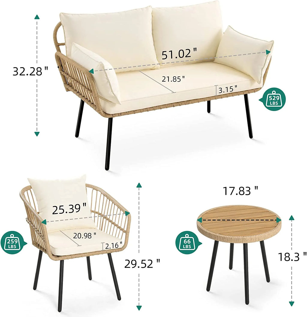Dextrus 5 pieces Outdoor Dining Set, Patio Dining Sets with 4 Rattan Wicker Dining Chair and Round Table With Umbrella Hole, Sectional Conversation Set for Backyard, Balcony, Garden, Lawn