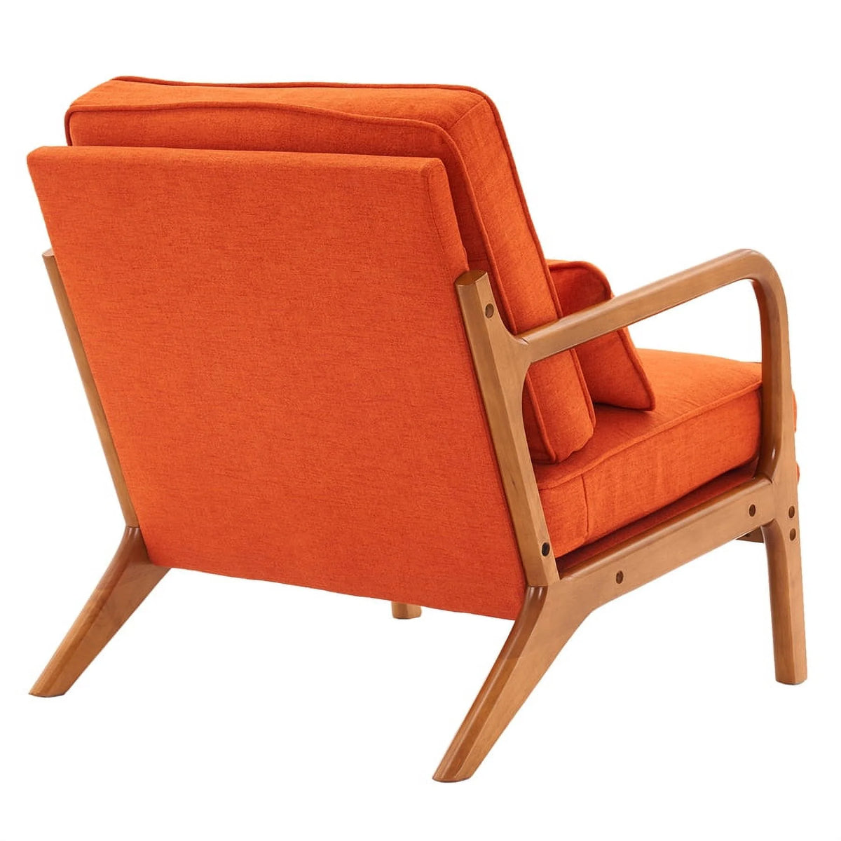 Modern Accent Chair, Upholstered Armchair with Wood Frame, Bronzing Cloth Single Sofa Chair with Lumbar Pillow for Living Room Bedroom Apartment, Orange