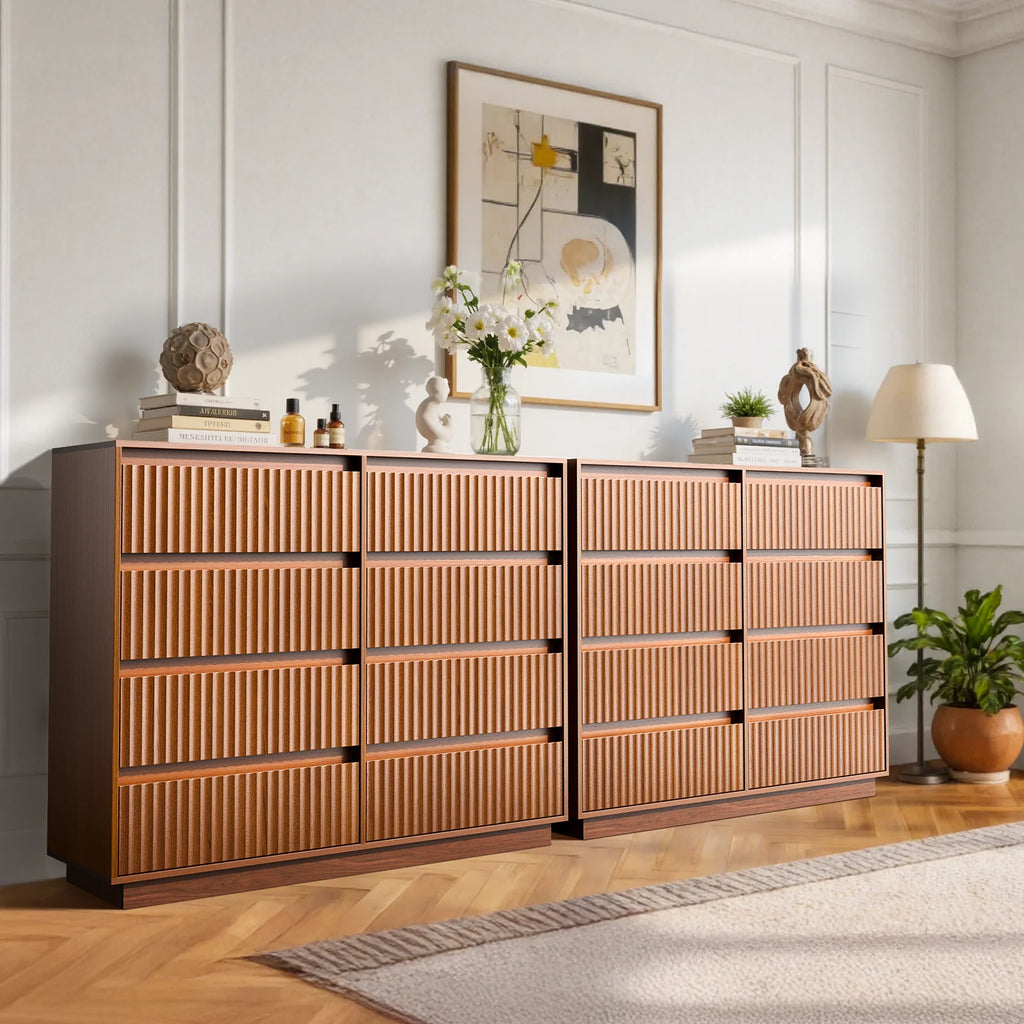 Wood Dresser, 6 Drawer Dresser for Bedroom, Modern Chest of Drawers with Deep Drawers Waterproof Living Room, Hallway, Entryway