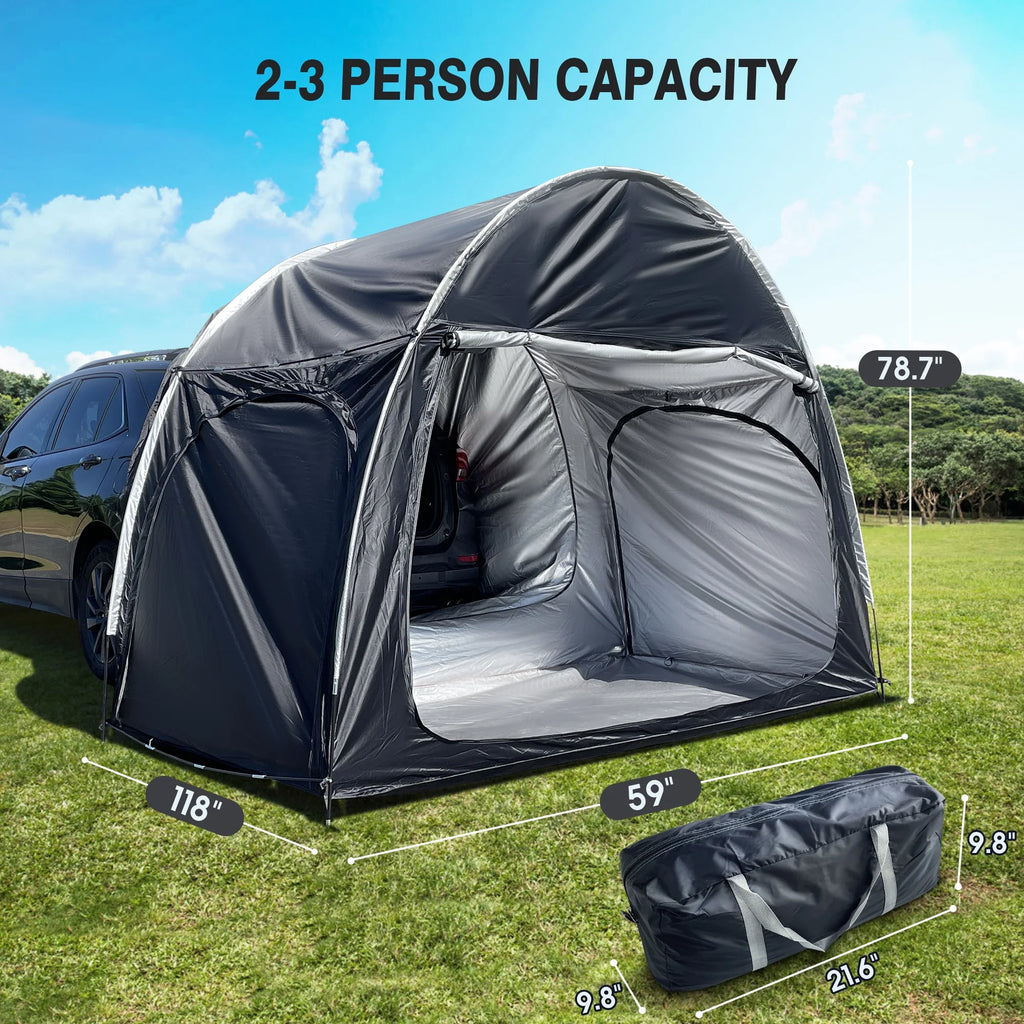2-3 Person SUV Universal Vehicle Tent for Babecue Camping Extension Tent with Three doors Tent Car Awning Sun Shelter