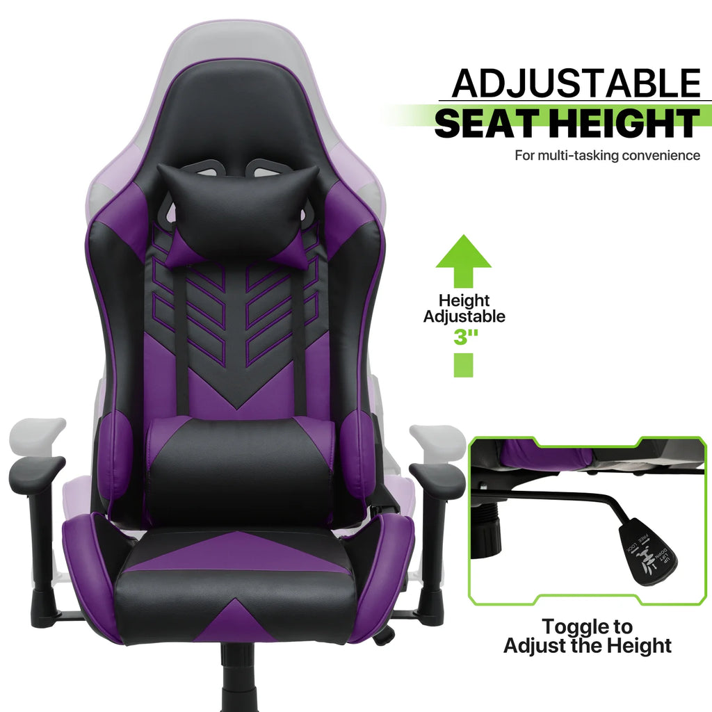Magshion Ergonomic Gaming Chair, Comfortable Gaming Chair, Computer Chair Leather Desk Chair Adjustable Swivel Gaming Office Chair, Blue