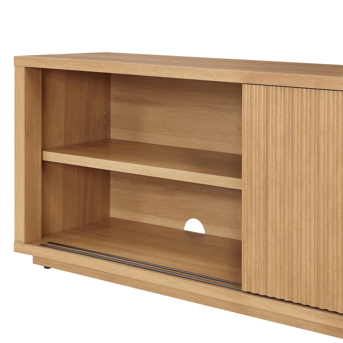Beautiful Fluted TV Stand for TVs up to 70 by Drew Barrymore, Rich Black Finish