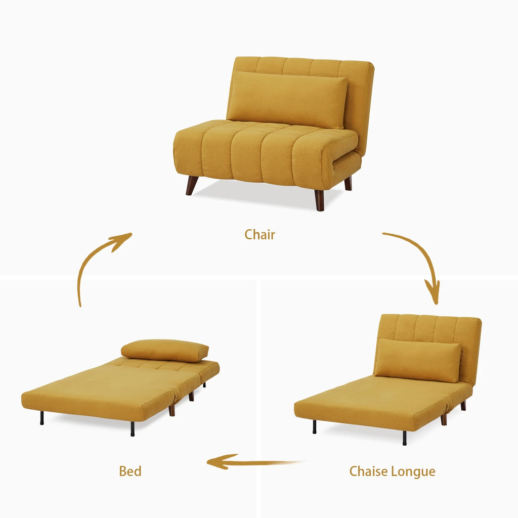 A&D Home Springfield Polyester Convertible Futon Chair, Yellow