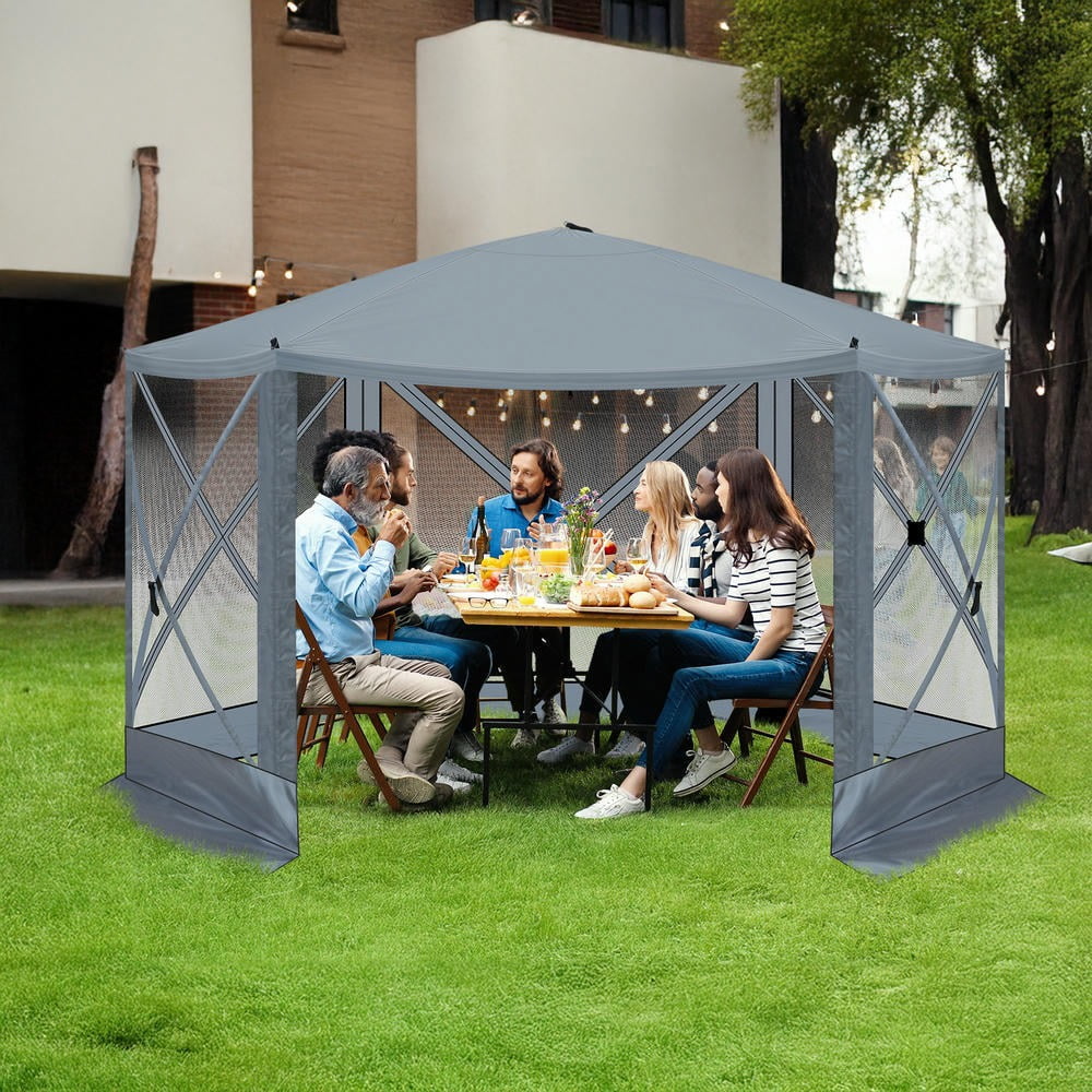 GVN Backyard Garden Canopy, Camping Canopy Screen Tent,12' x 12' Outdoor Pop-Up Camping Canopy