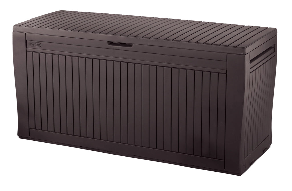 Keter Comfy Outdoor Storage 71-Gallon Resin Deck Box, Espresso Brown