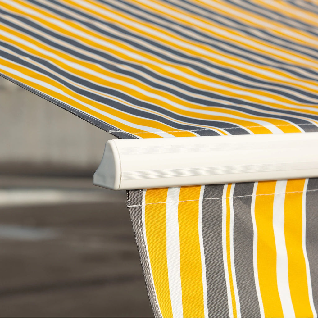 Outsunny 12' x 10' Manual Retractable Awning Outdoor Sunshade Shelter for Patio, Balcony, Yard, with Adjustable & Versatile Design, Beige and White