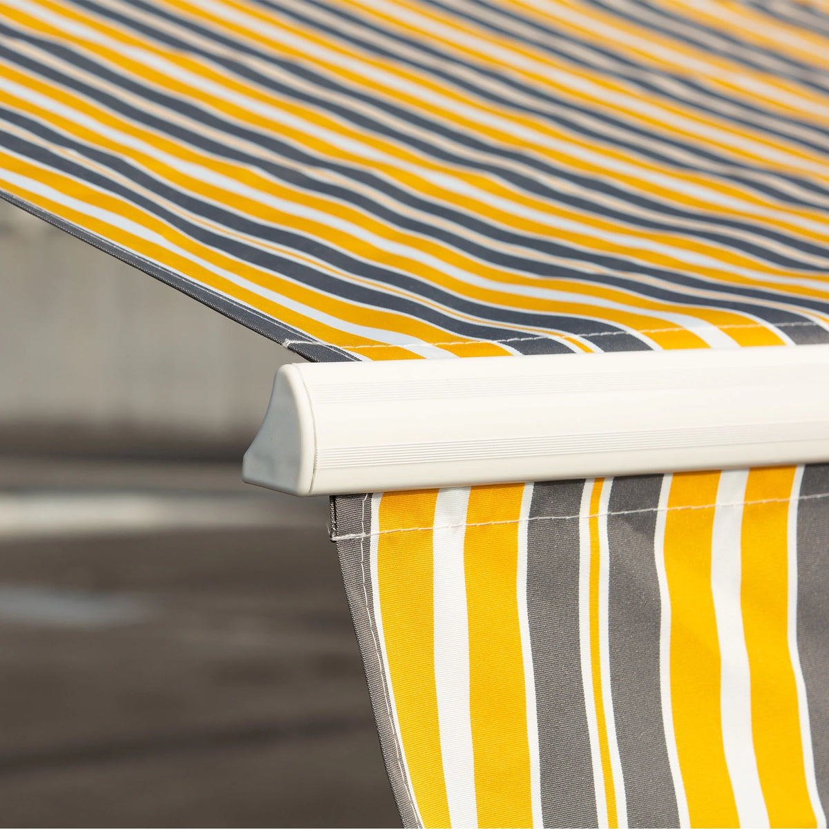 Outsunny 12' x 10' Manual Retractable Awning Outdoor Sunshade Shelter for Patio, Balcony, Yard, with Adjustable & Versatile Design, Beige and White