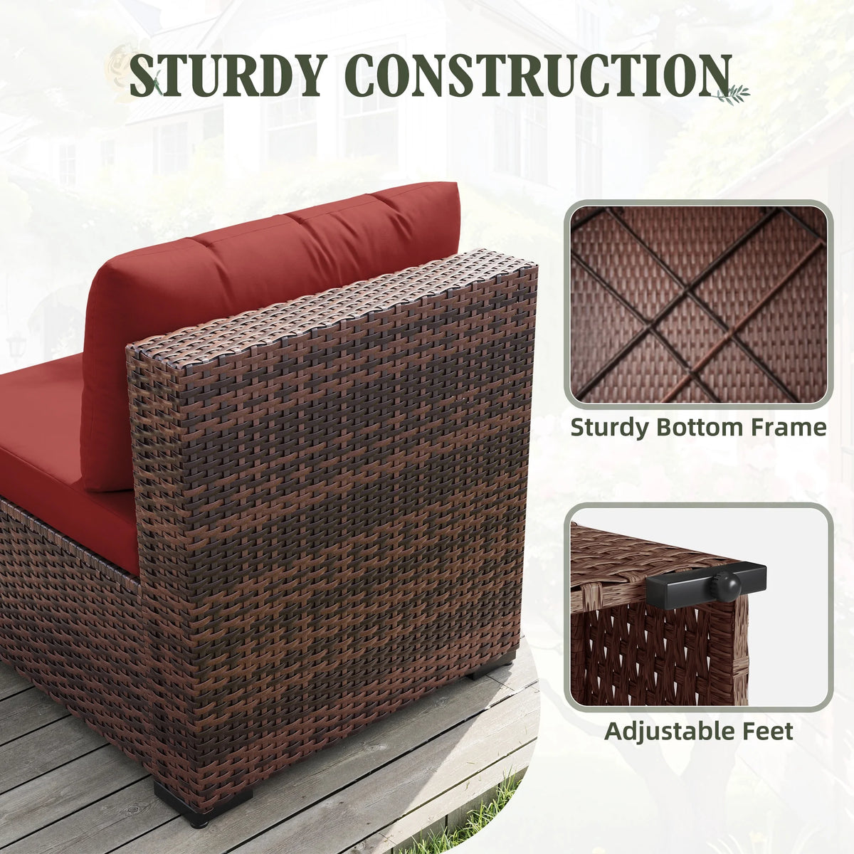 MRUAKA 8 Pieces Patio Furniture Set with Fire Pit Table, Outdoor Furniture Sectional Rattan Sofa with Slanted Back, Patio Couch with Glass Coffee Table for Backyard Garden (Dark Grey)