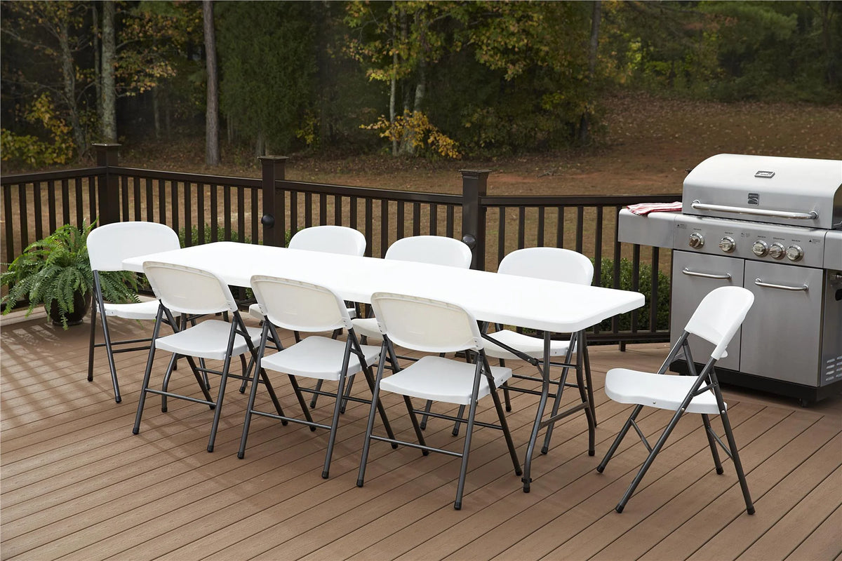 Cosco 8 Foot Centerfold Folding Table, White