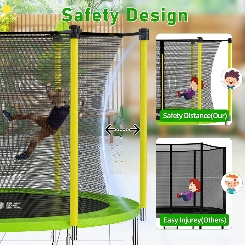 SKOK 8FT Large Cage Trampoline with Safety Enclosure Netting for Kids and Adults, 400LBS Capacity