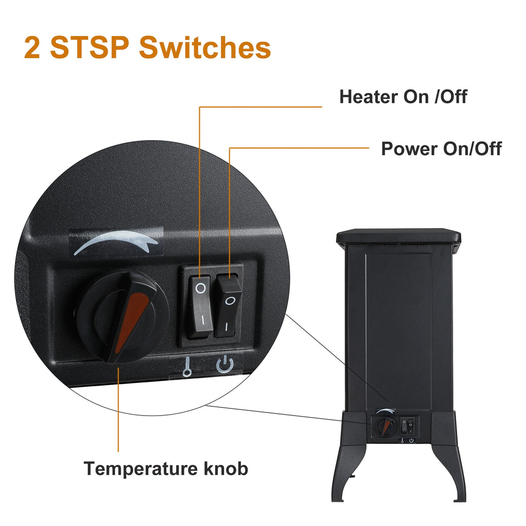 1400W Electric Fireplace Heater, 14" Freestanding Fireplace Stove with Realistic Flame, Portable Fireplace Space Heater for Home Indoor Small Space Use