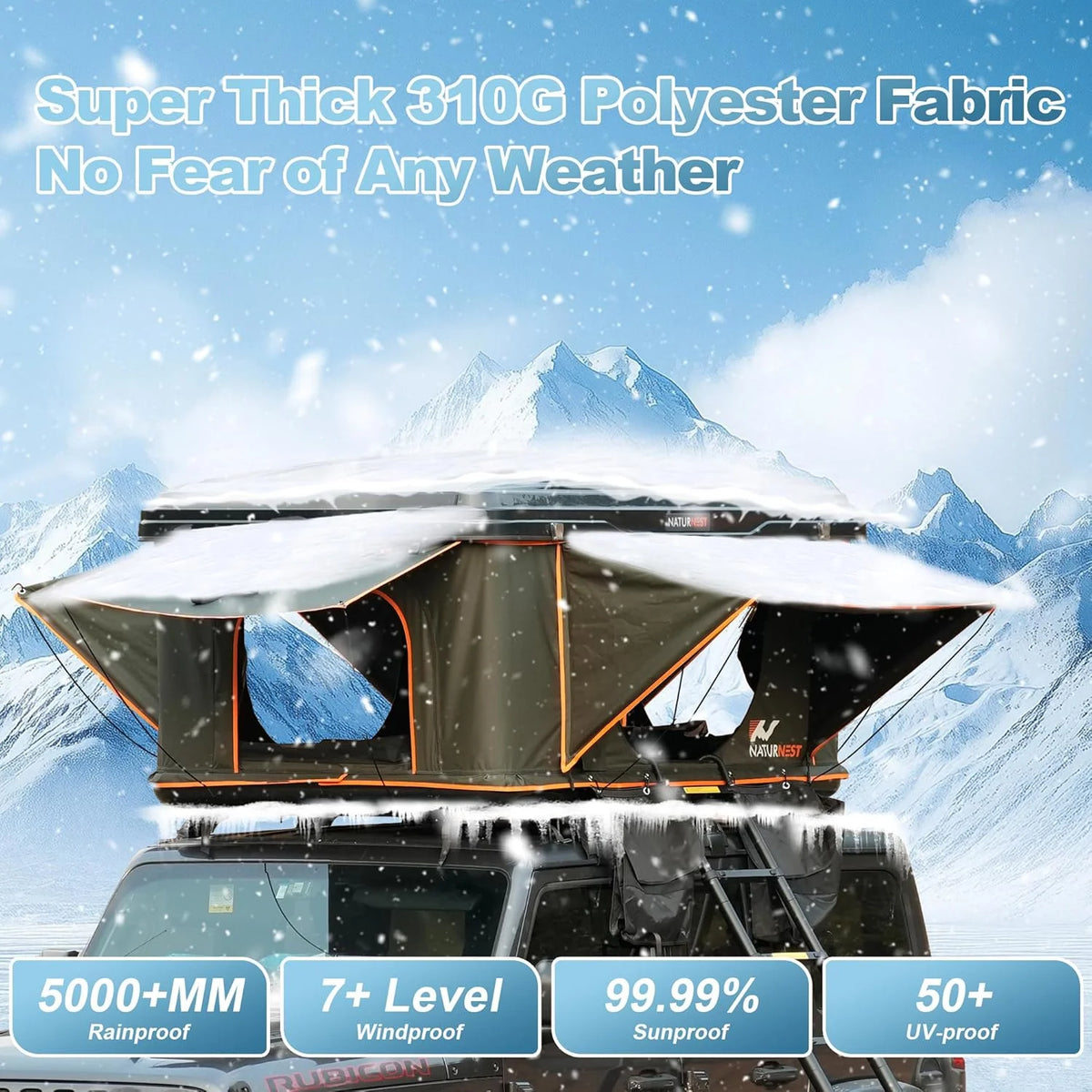 Naturnest Rooftop Tent Hard Shell,Roof Top Tent Hardshell Rooftop Tents for Van Jeep Suv Truck Car Tents for Camping Suv Tent for Car (Green)