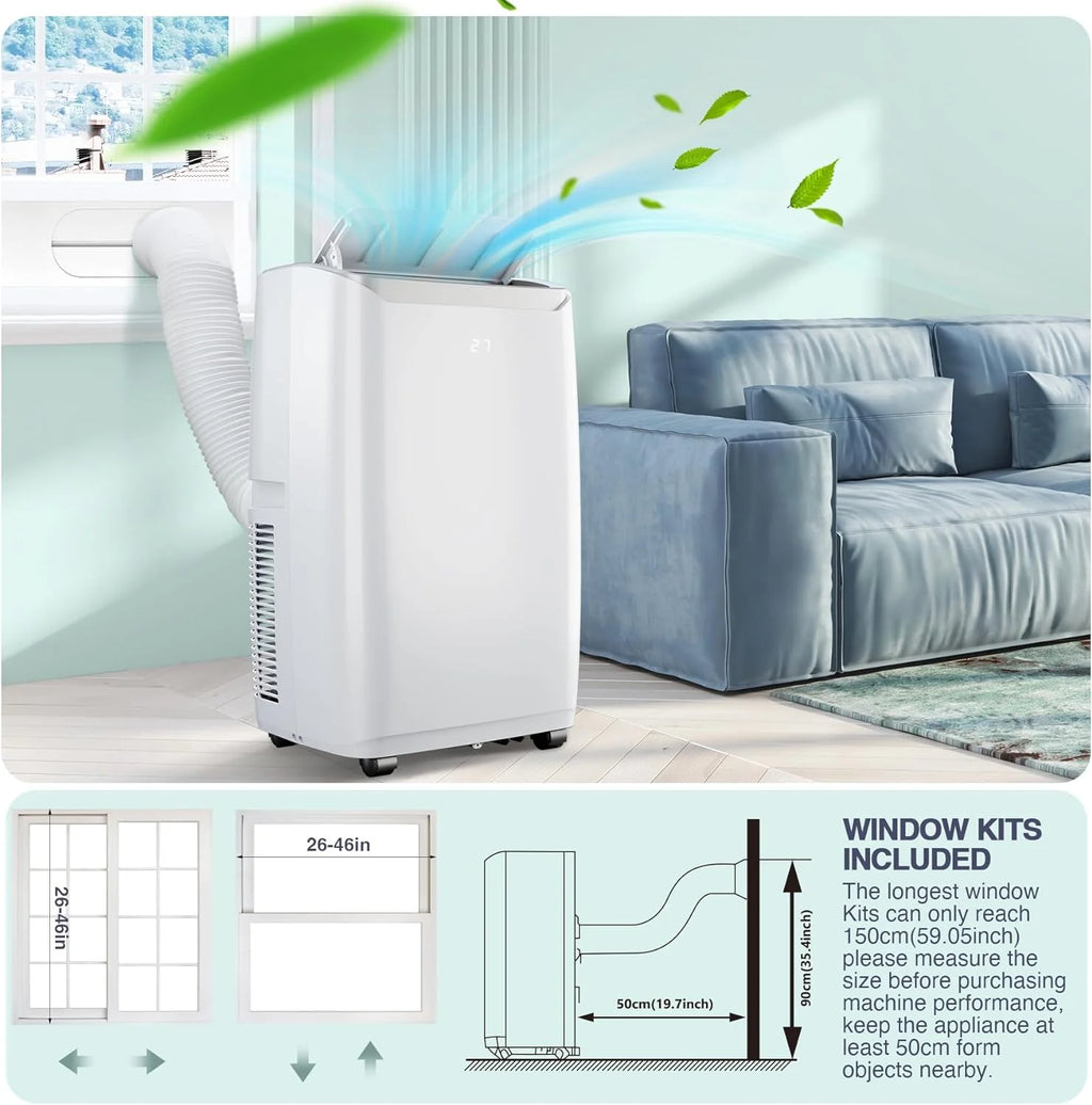 GAOMON 14000BTU Portable Air Conditioners Cool up to 750 Sq Ft, 3 in 1 Portable AC Units for Rooms with Fan & Dehumidifier, Remote Control, Sleep Mode, 24H Timer, Window Vent Kit,White