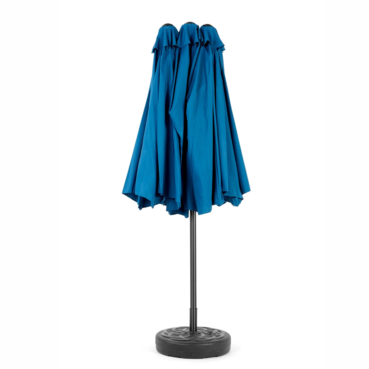 Outdoor Patio Umbrella, 15FT Double-Sided Solar Umbrella with Crank, Large Umbrella for Pool Yard, with 12pcs Steel Ribs, Dark Green