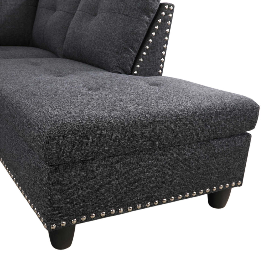 Aukfa 3 Piece Sectional Sofa, Living Room Couch with Storage Ottoman&Cup Holder, Linen, Right Hand, Purple