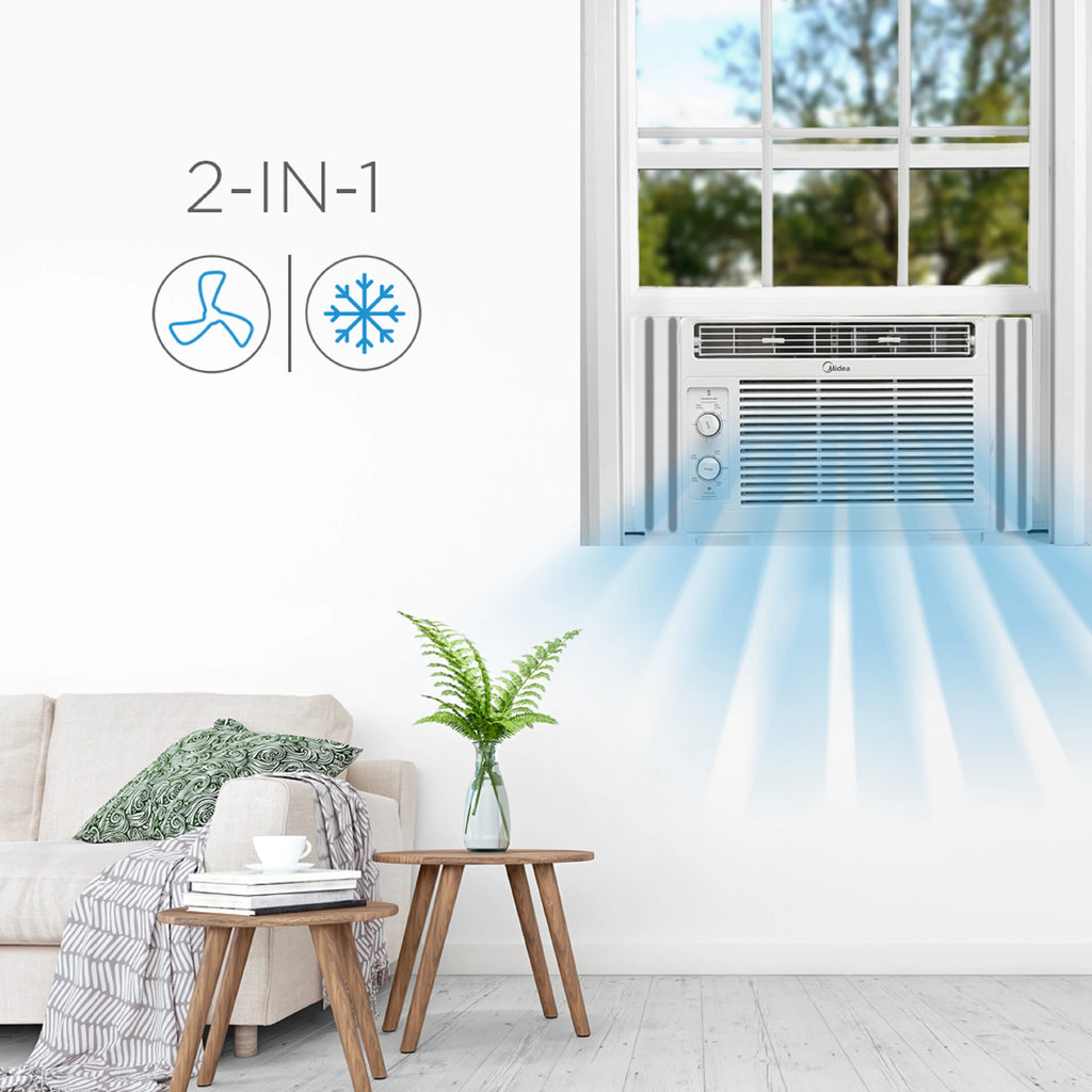 Midea 5,000 BTU 150 Sq ft Mechanical Window Air Conditioner, White, MAW05M1WWT, New