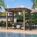 VEIKOUS 8' x 5' Outdoor Hardtop Gazebo, BBQ Grill Gazebo w/ Workstation Shelves for Lawn, Garden, Deck