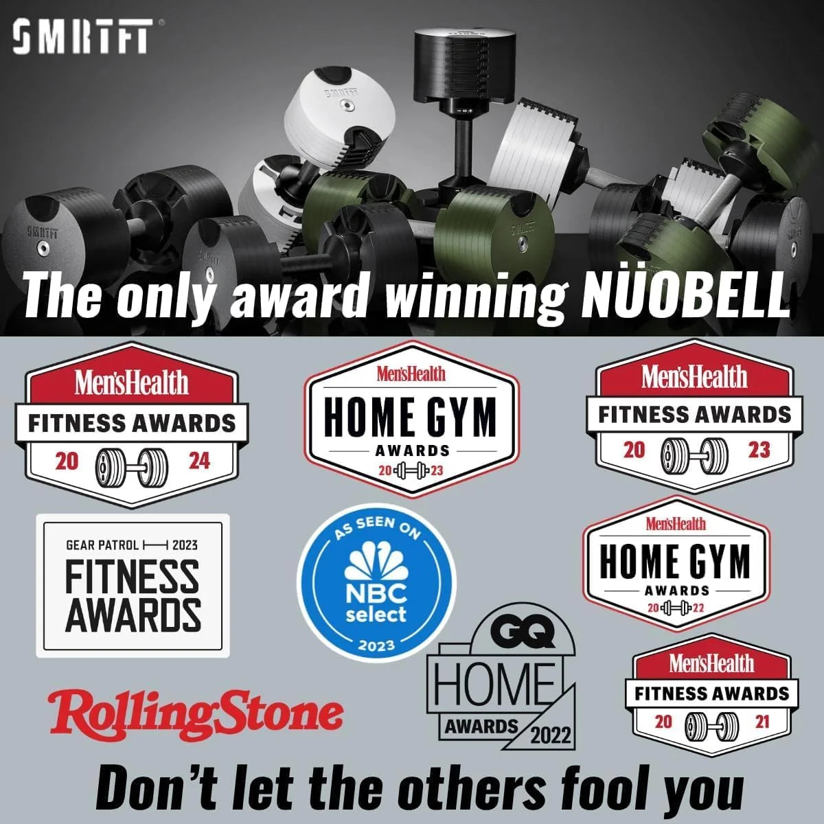 SMRTFT NUOBELL - All-in-One, Durable, Adjustable Dumbbells, Black, 5-80 lb
