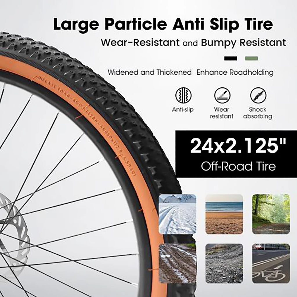 24 Inch Mountain Bike for Teenagers, High Carbon Steel Frame, Dual Full Suspension Mountain Bike, Mountain Tire, 21 Speed Mens Womens Outdoor Cycling, Birthday Gifts
