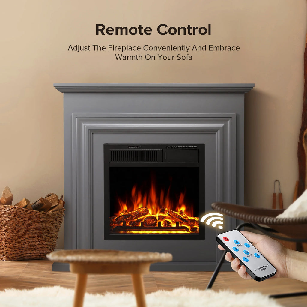 Electactic Electric Fireplace, Free Standing Fireplace, with Remote Control, Adjustable LED Flame, 750W/1500W -White