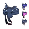 New Generation Kids/Miniature Western Synthetic Horse Saddle – 8" – Available in Black, Light Brown, Purple, and Pink