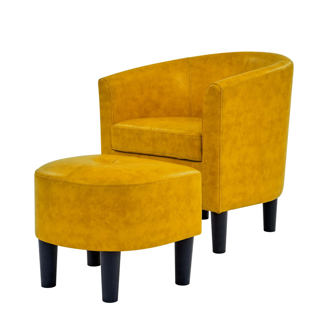 Bonzy Home Velvet Accent Chair with Ottoman for Living Room,Beige