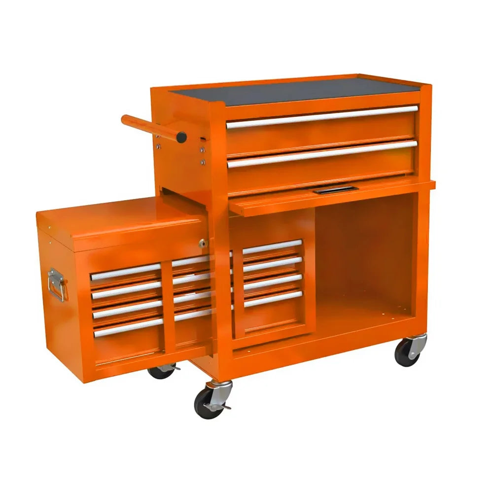 8-Drawer Rolling Tool Chest with Wheels, Removable Tool Box with Locking System, Tool Box Organizer with Hooks, Large Capacity Garage Storage Cabinet for Warehouse, Garage, Repair Shop, Orange