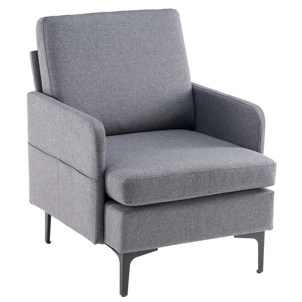 Ktaxon Fabric Accent Chair, Reading Armchair with Removable Cushion, Single Sofa with Extra Seat Depth for Living Room Bedroom Black