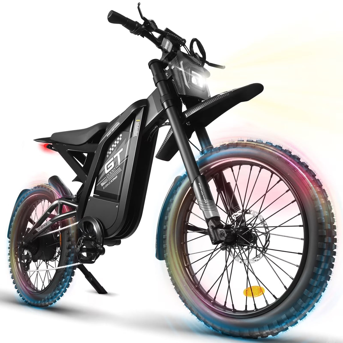 OUXI GT2000 Electric Dirt Bike for Adults, 3000W Peak Electric Motorcycle, 37MPH Electric Bike, 48V 30Ah Battery, 85+Miles Mountain Bike, 24" Fat Tire Ebike, Hydraulic Brakes, Full Suspension, UL2849