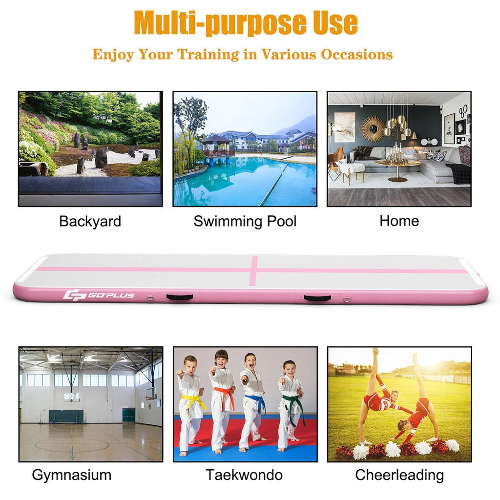 Goplus 10FT Air Track Inflatable Gymnastics Tumbling Mat w/ Pump Pink