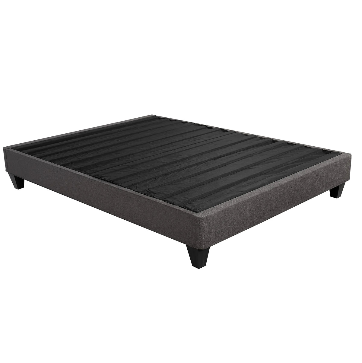 Primo Speedy Upholstered Platform Bed Frame with Wood Slat Support, No Box Spring Needed, Dark Grey