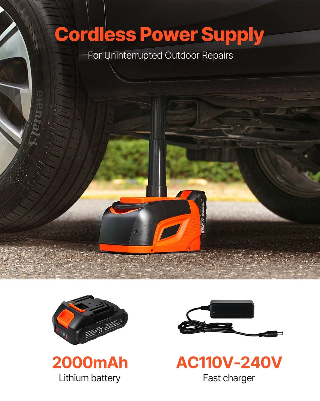 KFFKFF Electric Car Jack, Capacity of 5 Tons/11000 lbs, Modifiable Electric Lift with Superior Weight Endurance, LED Illumination & Remote Operated, Compact Jack Set for Sedan, SUV, Truck