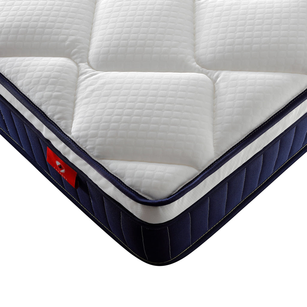 Twin Mattress,Hybrid Innerspring and Memory Foam Mattress in a Box,Medium Firm Support with Cooling Fabric,CertiPUR-US Certified,75"x39"x6",White+Blue