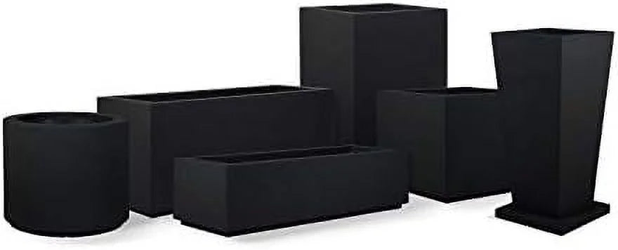 PolyStone Monterray Modern Outdoor/Indoor Square Planter, 23" L x 23" W x 19" H, Lightweight, Heavy Duty, Weather Resistant, Polymer Finish, Commercial Grade and Residential (Concrete Gray)