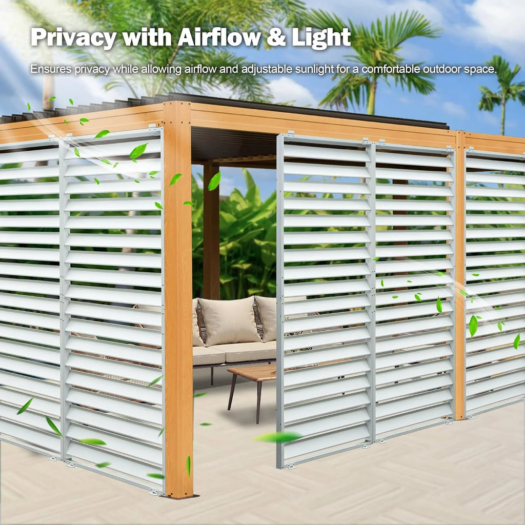 TOTAL Outdoor Waterproof Aluminum Privacy Screen for Louvered Pergolas, UV Resistant, Wind Blocking, Gray (Pergola Not Included)