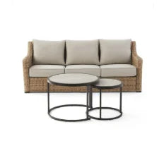 Better Homes & Gardens River Oaks Outdoor 5-Piece Wicker Conversation Set with Patio Cover, Dark Brown