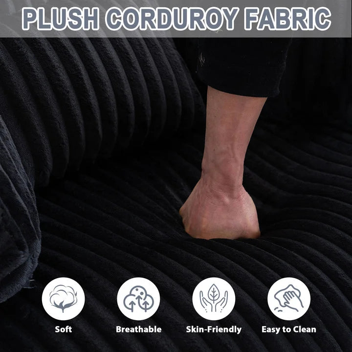 FFH Modern Corduroy Futon Sofa Bed with Adjustable Backrest,Convertible Loveseat Sleeper,Soft Couch with Drop-Down Table and Cup Holder for Living room,Pink