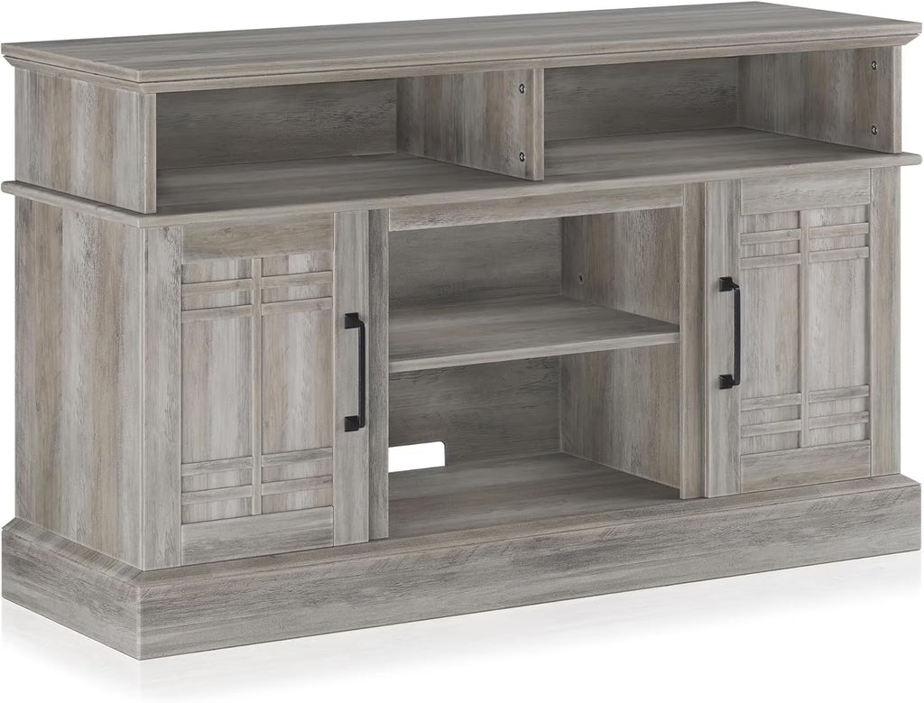 Modern 48" Farmhouse Wood TV Stand & Media Entertainment Center Console Table for TVs up to 50 Inch with Open Storage Shelves & Cabinets - Norrell (Espresso)