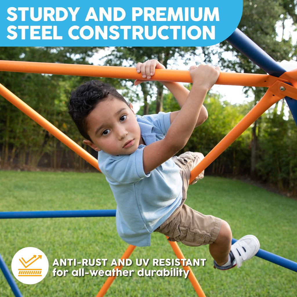Big Sky 10’ Dome Climber Jungle Gym for Outdoor or Indoor Use with 16 Solar LED Lights and 16 Climbing Grips