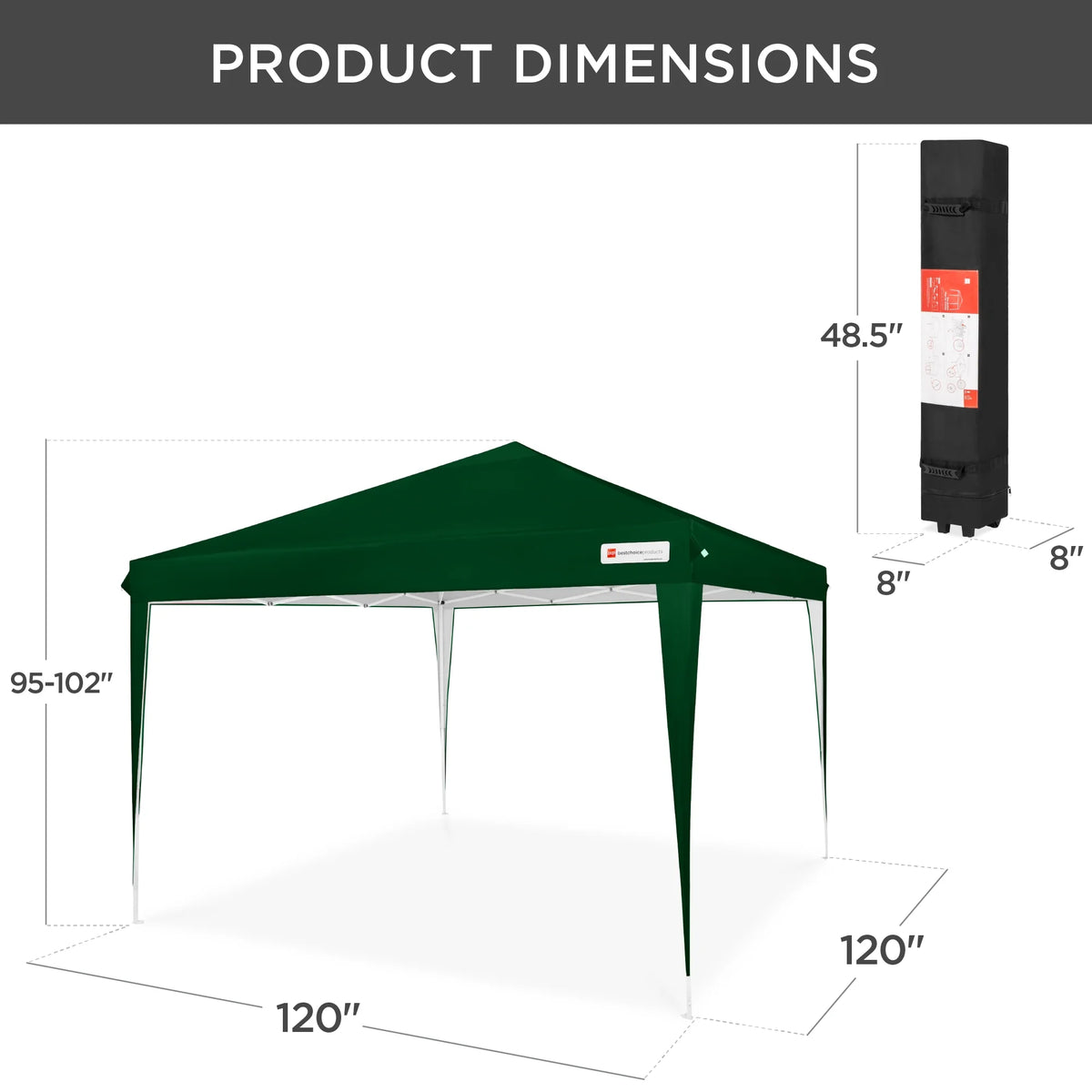 Best Choice Products 10x10ft Pop Up Canopy Outdoor Portable Adjustable Instant Gazebo Tent w/ Carrying Bag - White
