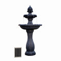 XBrand 44" H Black Fiberglass/Resin 2-Tier Solar Water Fountain w/ Solar Panel and Auto-Shut Off Pump, Solar Garden Fountain, Tall Outdoor Fountain, Two Tiered Birdbath Fountain