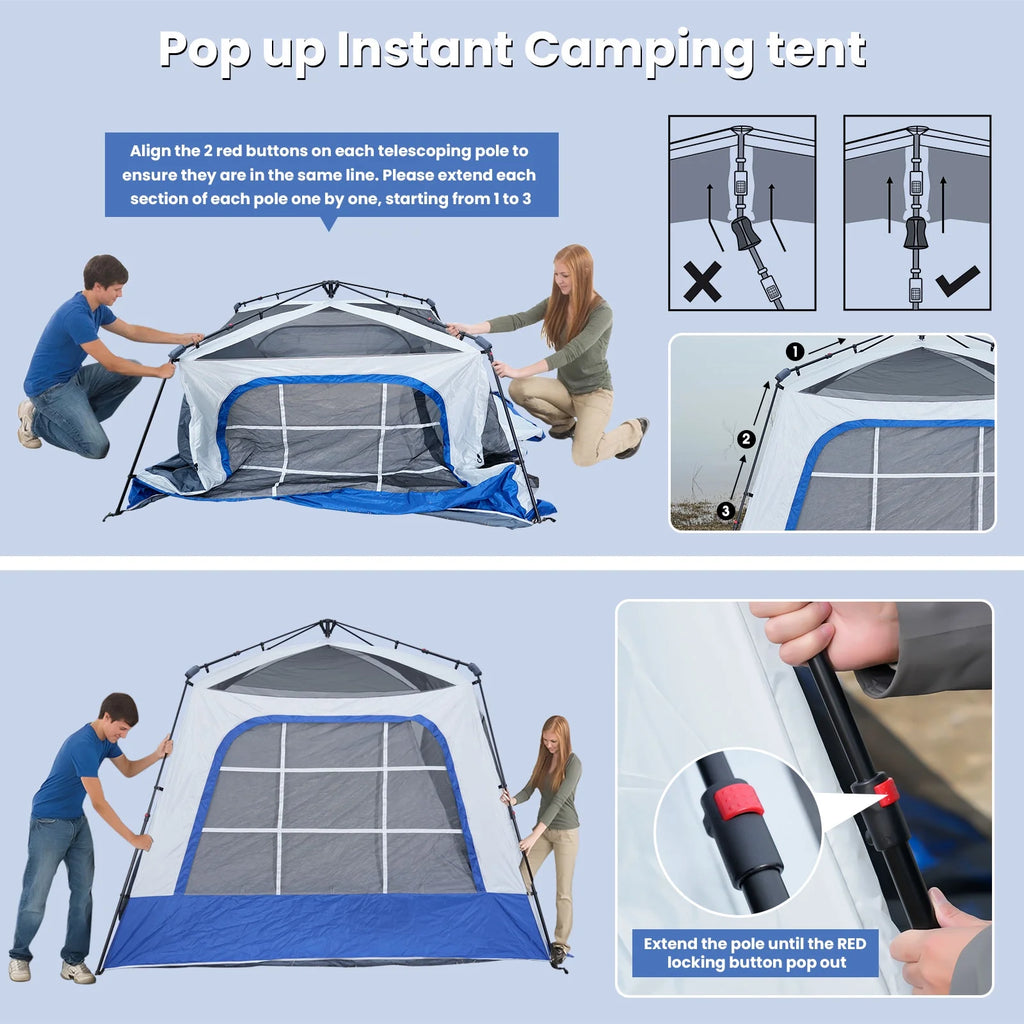 MOPHOTO SUV Tents for Camping 4 People, PU 3000mm Waterproof SUV Tent Attachment Tailgate Tent for Car Jeep Van, Spacious Space 8.2'L x 8.2'W x 7.2'H with 2 Awnings & Double Door