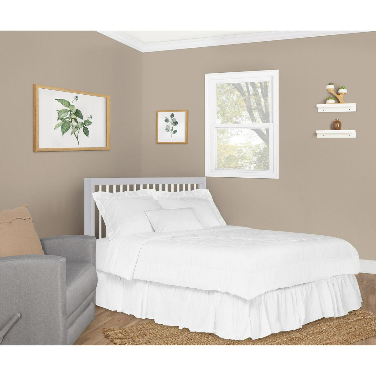 Dream On Me Carter 5-in-1 Full Size Convertible Crib. Grey and White