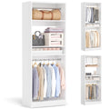 Homieasy 25 Closet System, Freestanding Closet Organizer Wardrobe with Hanging Rods and Shelves, Adjustable Clothes Garment Rack, Sturdy Walk in Closet Tower, White