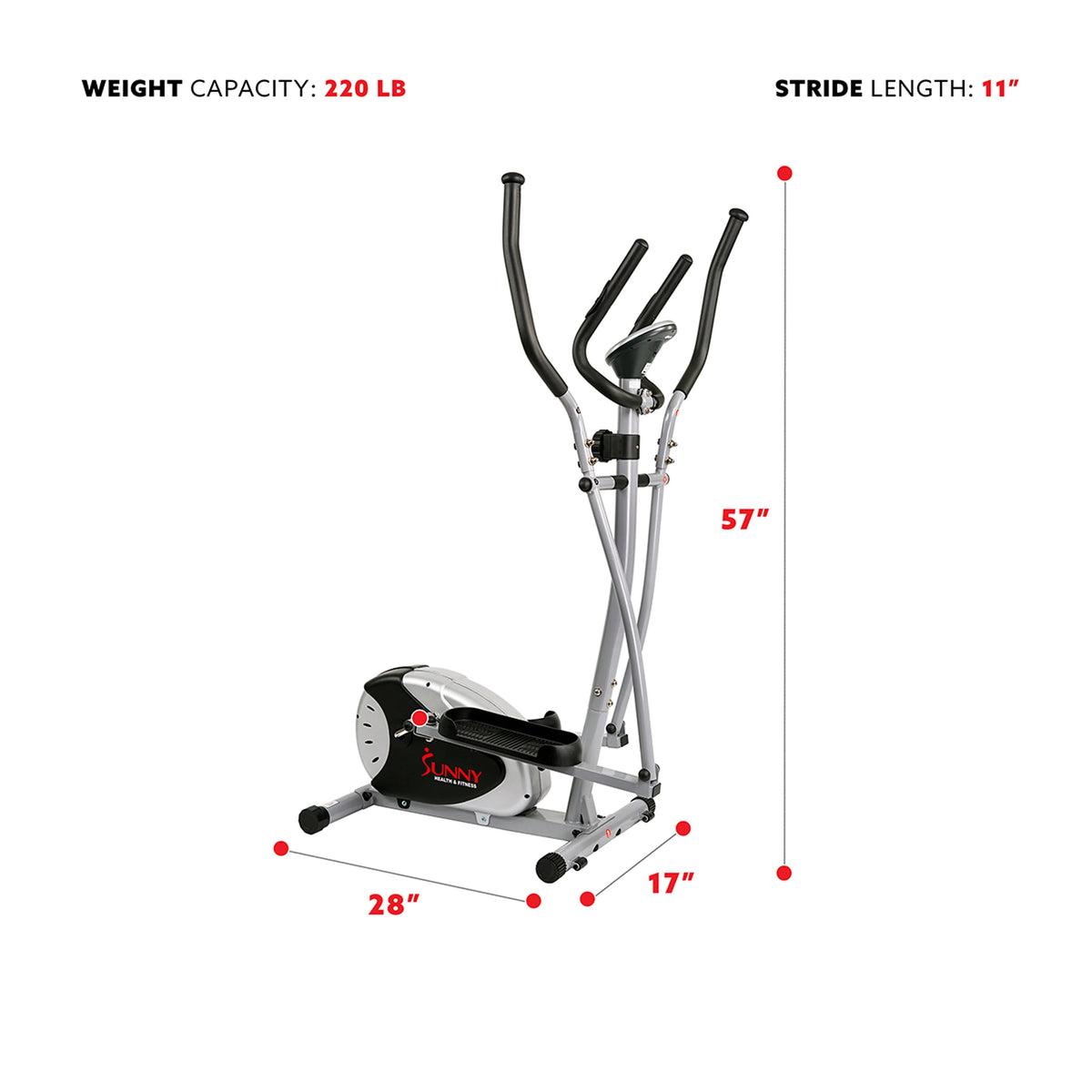 Sunny Health & Fitness SF-E905 Magnetic Elliptical Bike Elliptical Machine w/ LCD Monitor and Heart Rate Monitoring